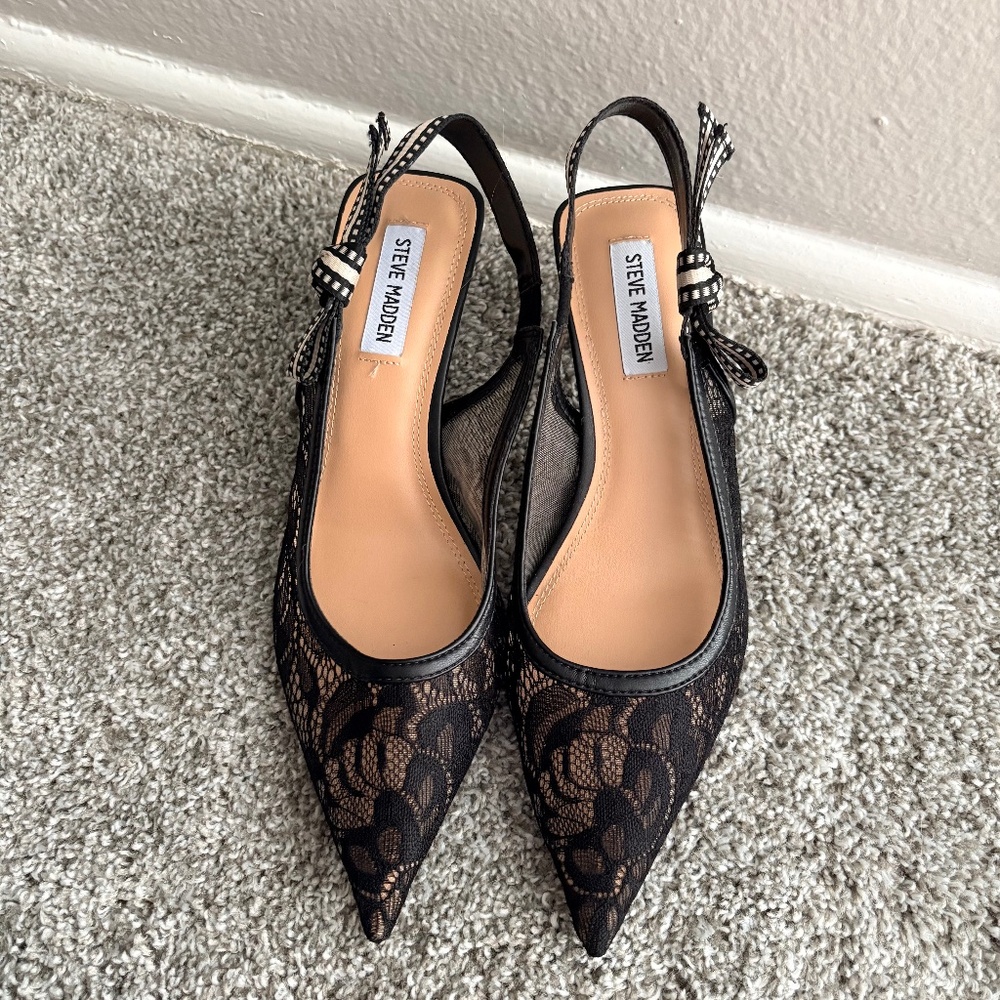 Steve Madden Lace Slingback Kitten Heels